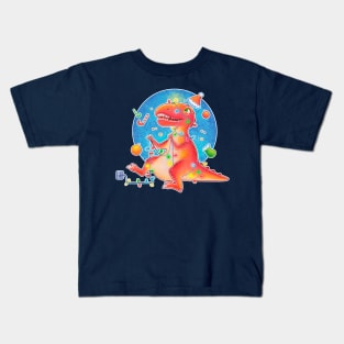 New year and christmas dinosaur Kids T-Shirt